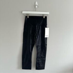 Lululemon Black Shiny Wunder Under HR Crop Leggings 21" Size 4 NWT